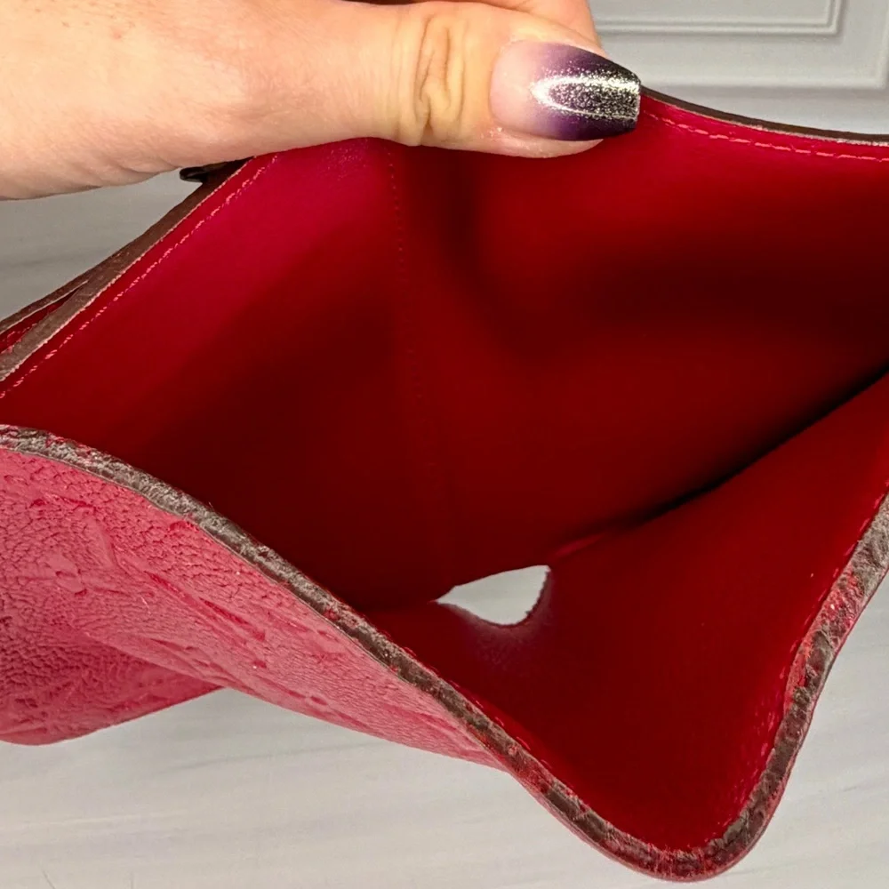 Louis Vuitton Curieuse Red Monogram Empreinte Leather Compact Wallet